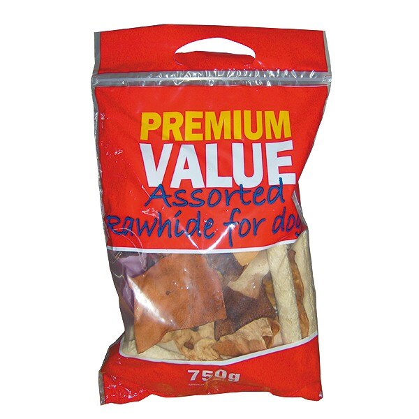 Dog Premium Rawhide Assorted Natural Dog Chews - 750G
